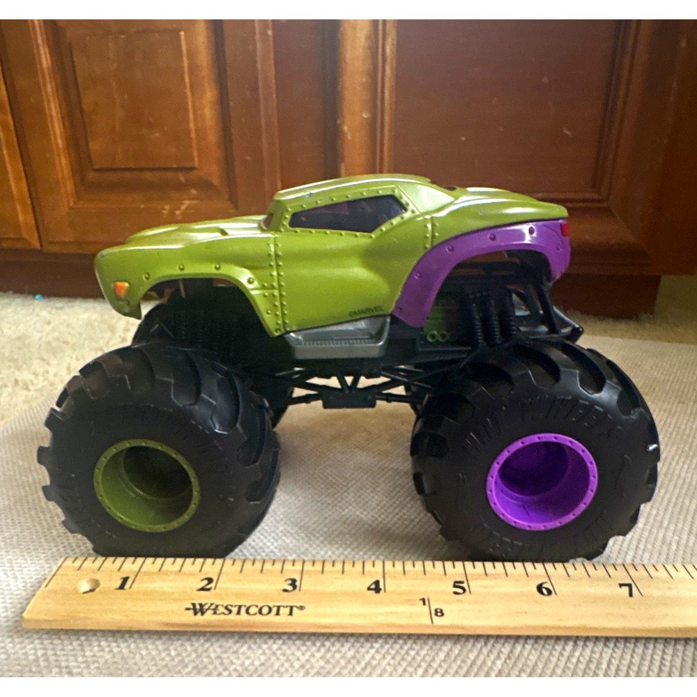 Green & Purple Monster Truck Toy Vehicle, Large Tires, 7 in